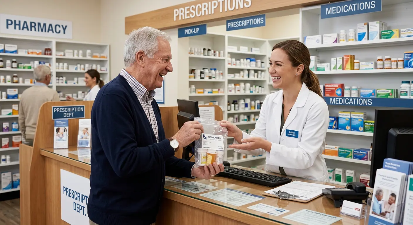 Senior at pharmacy counter